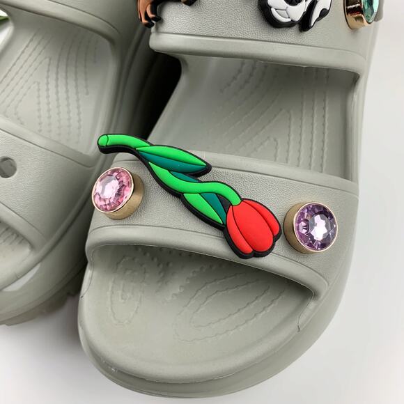 Crocs Classic Mega Crush Sandals Chunky Platform Grey Jibbitz Women's 10 - Picture 2 of 13